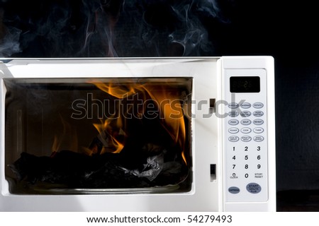 Microwave is broken filled hot flame