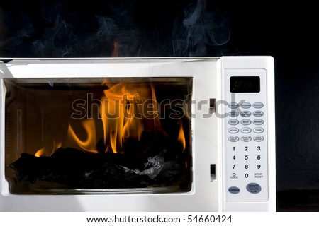 Microwave is broken filled hot flame