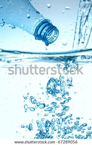 Fresh mineral water with blue bubbles