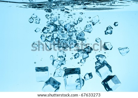 Ice falling in  water