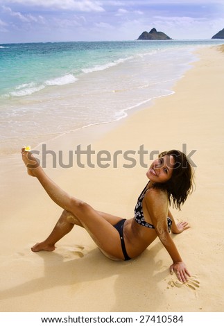 Polynesian girl in a black hawaii beaches girls. Polynesian girl in a black