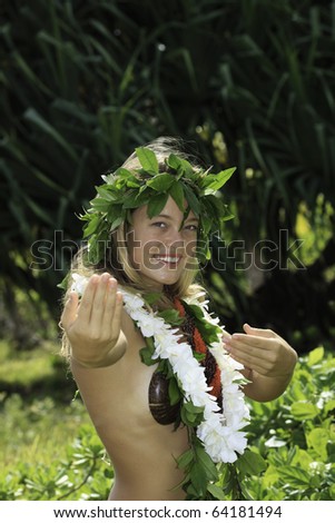 hawaiian hula danced by a teenage girl in hawaii
