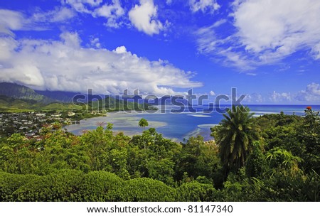 kaneohe bay on the island of oahu, hawaii