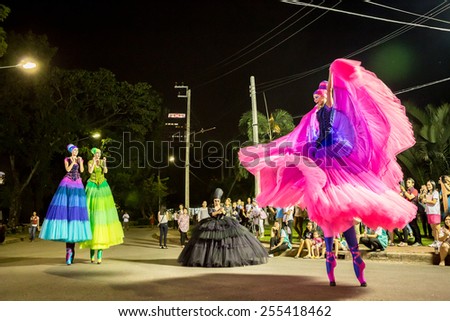 BANGKOK, THAILAND - DECEMBER 14, 2014: Performers show the beautiful ballet dance with colorful skirts in Bangkok street show 2014, hold in Bangkok , Thailand