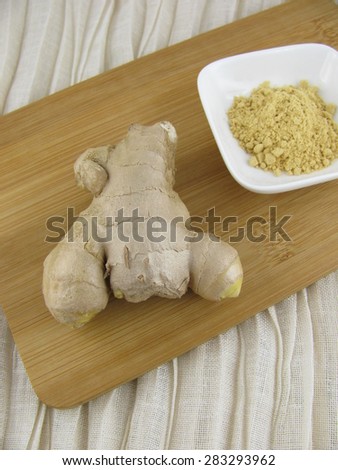 Ground ginger and ginger root