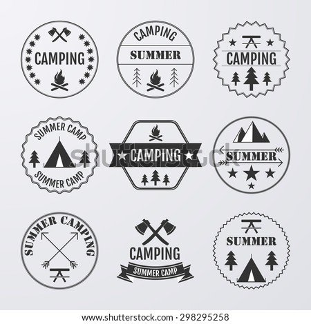 Vector illustration set of logos on the theme of camping.
