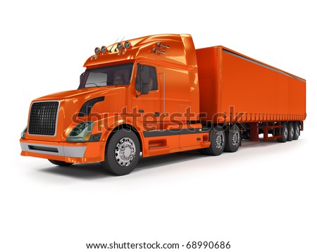 Heavy red truck isolated on white Heavy red truck isolated on white