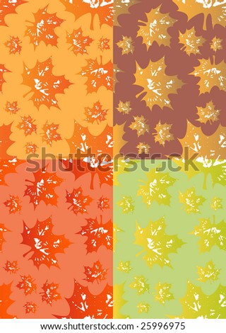 Wallpaper pattern with grunge leaves, autumn colors, seamless