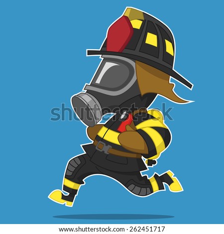Firefighter hurry. Vector illustration.