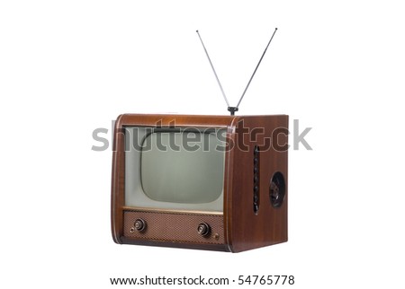 1960\'s old television on a white background