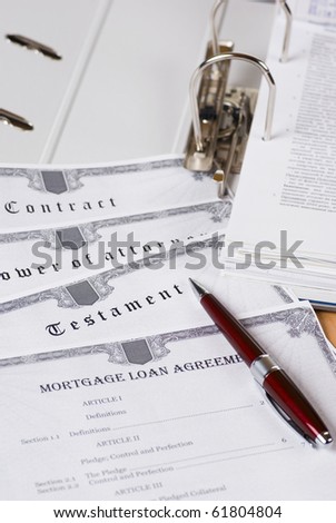 Folder with legal documents for notary signing