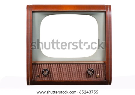 1960\'s television on a white background with isolated screen