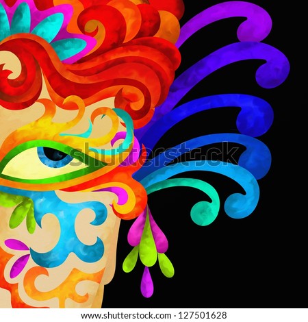 abstract face with carnival mask