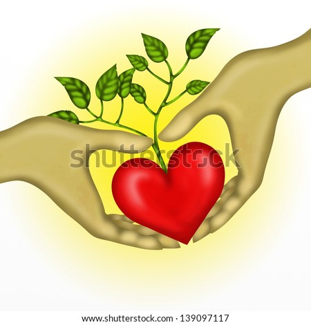 background with heart in hand