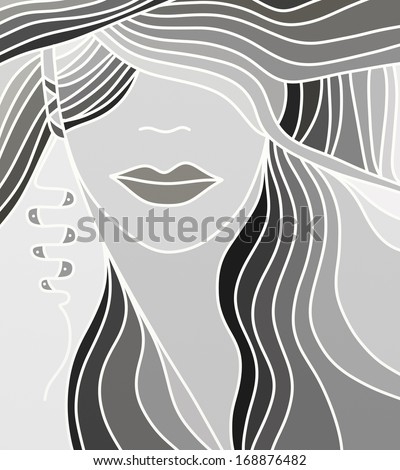 Abstract face of woman with gray