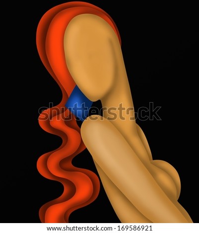 abstract woman with long red hair