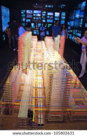 RIO DE JANEIRO-JUNE12:Human Production Room.It highlights the industrial and its branches from mega cities and the world\'s population growth at the Humanidade 2012 event on June 12, 2012 in Rio de Janeiro, Brazil