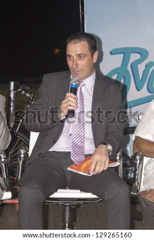 RIO DE JANEIRO - FEB 22: Diamantino Nunes, President of the Comite World Bike Tour speaks  at World Bike Tour. Event World Bike Tour Rio de Janeiro on February 22, 2013 in Rio de Janeiro, Brazil