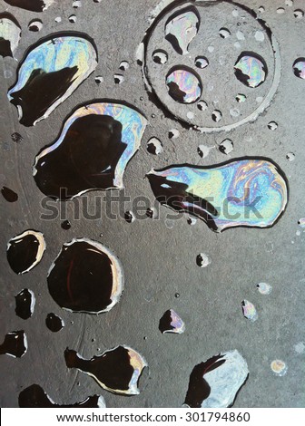 Water droplets contaminated with oil.