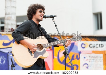 LAS PALMAS, SPAIN-APRIL 13: Singer and guitarist Said Muti, from Canary Islands, perform onstage during a charity for Sahara on April 13, 2012 in Las Palmas, Spain