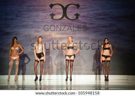 CANARY ISLANDS -JUNE 23: An unidentified model walks the runway in the Gonzales Underwear collection during Gran Canaria Moda Calida swimwear fashion show on June 23, 2012 in Canary Islands, Spain