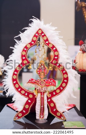 CANARY ISLANDS -27 SEPTEMBER: Barbie doll with carnival costume from Carnival Fashion World in Las Palmas September 27, 2014 in Canary Islands, Spain