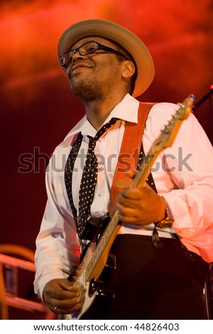 CANARY ISLANDS - NOVEMBER 14: Guitarist Rico Kerridge from Paris, France performs onstage with The Selenites during the festival Womad November 14, 2009 in Canary Islands, Spain