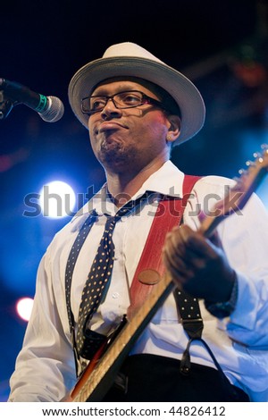 CANARY ISLANDS - NOVEMBER 14: Guitarist Rico Kerridge from Paris, France performs onstage with The Selenites during the festival Womad November 14, 2009 in Canary Islands, Spain