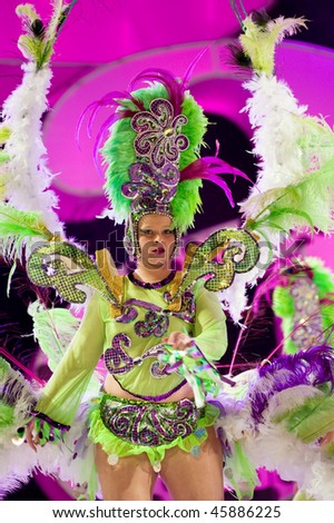 LAS PALMAS - FEBRUARY 2: Dance group Brisa de Volcan from Canary Islands, performs onstage during the carnival February 2, 2010 in Las Palmas, Spain