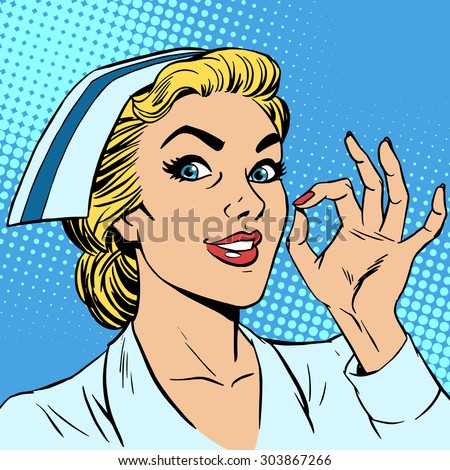 Nurse okay gesture. Medicine health medical insurance