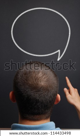 portrait of a young man with a empty speech bubble over his head