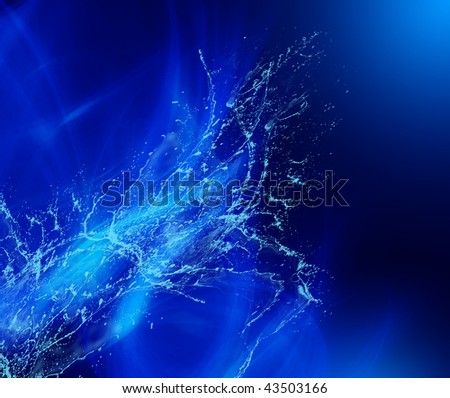 Sparks of blue water on a blue background ...