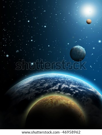 Images Of Stars And Planets. on the background of stars