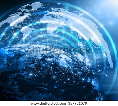 World map on a technological background. Best Internet Concept of global business. Elements of this image furnished by NASA
