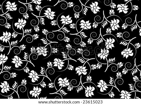 black and white floral pattern name. stock photo : white floral