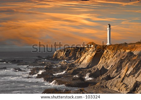 Point Arena Lighthouse at sunset Point Arena Lighthouse at sunset
