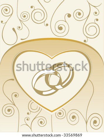 stock vector Background with heart wedding rings
