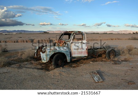 Old abandoned truck in the desert near the Salton Sea