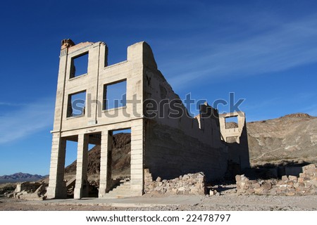 The old bank building in the ghost town of Rhyolite, Nevada