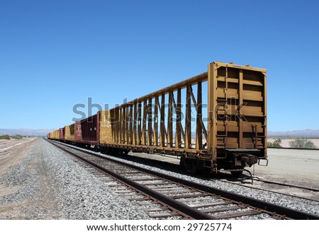 Empty rail cars in the desert near the Salton Sea