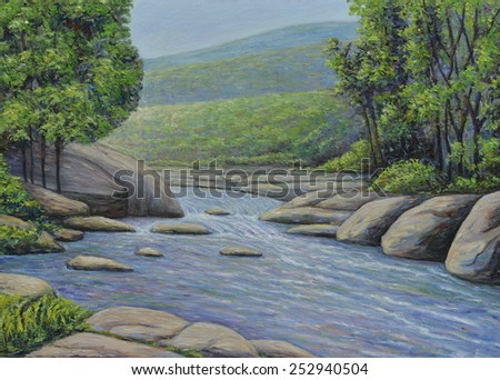 fresh and peaceful landscape oil painting