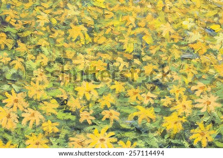 yellow flowers oil painting brush strokes, oil paint textures on canvas, paper, Backgrounds