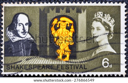 GREAT BRITAIN - CIRCA 1964: a vintage stamp printed in the Great Britain shows Shakespeare Festival stamp, circa 1964