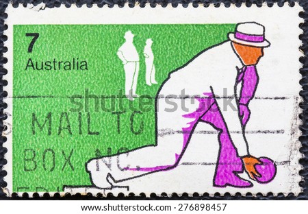 AUSTRALIA - CIRCA 1974: A Stamp printed in AUSTRALIA shows the Bowls, Sport series, circa 1974