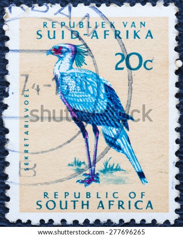 SOUTH AFRICA - CIRCA 1961: A stamp printed in South Africa shows a Secretary bird, circa 1961.
