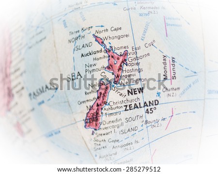 Global Studies - Part of an old world globe Focus on  New Zealand