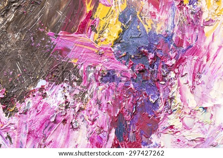 Multi color oil painted brush strokes texture background, Copy space for text