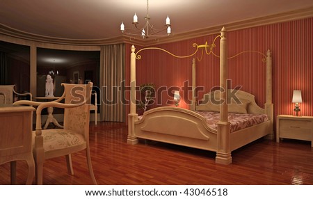 Interior of classic designed bedroom