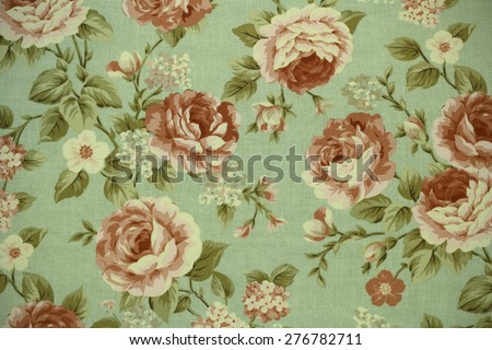 Colorful Cotton fabric in vintage roses pattern for background or texture