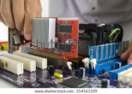Installing VGA card on computer main-board